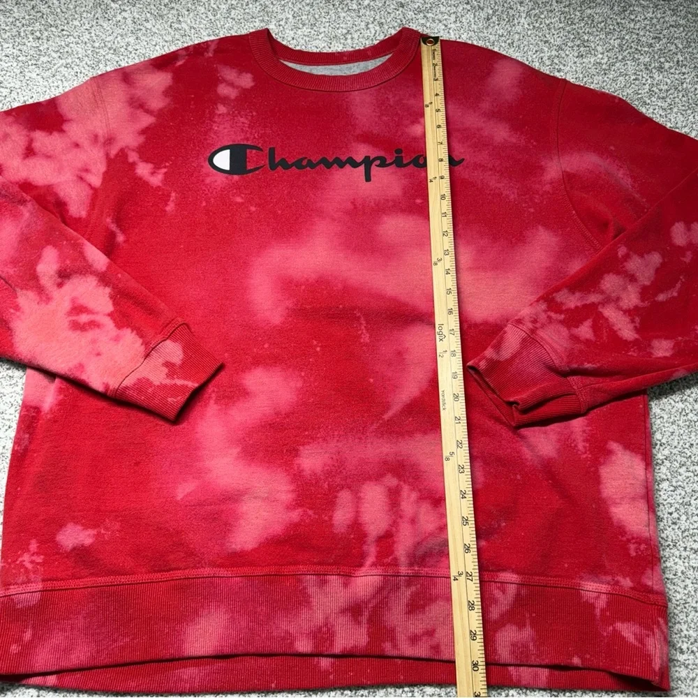 Men’s Champion Red Reverse Weave Tie-Dye Crewneck Fleece Lined Sweater Size‎ 2XL